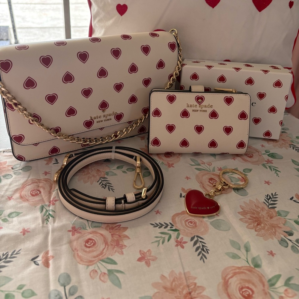 Kate Spade New York Madison Heartfelt Geo Flap Crossbody Handbag, Wallet & Charm